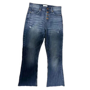 Anne Taylor LOFT High Waist Flare Crop Jeans w/ Pockets